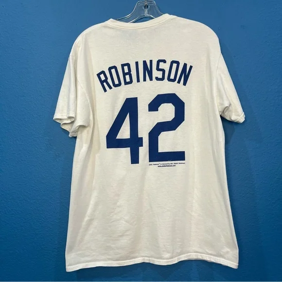 Jackie Robinson #42 Brooklyn Dodgers White Shirt Size Large - Picture 2 of 16